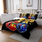 남자 소년 애호가를 위한 복싱 커버렛 스포츠 선물 세트 어른 퀼트... 침대와 황금 보크노트 3D 빌딩 블록 포함 Blue Pink Twin : 3star커머스