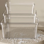 속옷 옷장 리빙박스 투명 수납정리함 팬트리 플라스틱 인형 주방 장난감 의류 다용도 베란다 : 펭귄날다이소