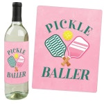 빅 닷 오브 해피니스 핑크 피클볼 - 여성과 남성을 위한 컨트리 클럽 파티 장식 와인 병 라벨 스티커 4종 세트 Pink : 티키타플러스