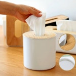 원목 휴지 각티슈 우드 케이스 보관함 인테리어티슈함 두루마리 사각 커버 곽 화장지 원형 : 에이치에스이몰