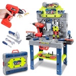 eAj 도구 키트 도구 벤치 STEM 엔지니어링 플레이벤치 32인치 접이식 작업대 세트, 35개 이상의 액세서리, 전동 드릴 장난감 및 도구 보관, 3... 