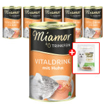 (+팬시쁘띠파우치1개) 미아모아 캔 바이탈 드링크 고양이 음료수 치킨, 135g, 6개 : 위아펫
