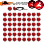 MADCATZ 1.9cm(3/4인치) 3 LED 미니 라운드 사이드 마커 라이트 커버... 트럭 RV 12V DC 스톱 브레이크 테일 2단계 레드 50개 : 오픈리프몰