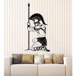 대형 비닐 벽 데칼 스파르타 전사 고대 그리스 군용 장식 스티커 벽화 (g5239) 블랙 L 24.43 in X 45 in : 프라임픽스넘버원