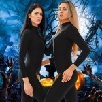 케프블롬 여성 터틀넥 긴팔 댄스 유니타드 원피스 풀 바디수트 의상 Flesh Medium : 해피e커머스