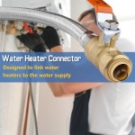 1팩 GUOFIS 스테인리스 스틸 브레이드 플렉시블 온수기 커넥터, 볼 길이 15인치 호스(HOES037) 3/4인치 밸브 핏 푸시 x FIP, 1 12 Inch... 