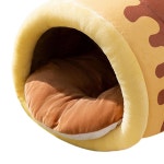 가을과 겨울을 위한 폴푸스 고양이 침대, 스누즈, 수면을 개 사육장, 자가 단열재, 털, 둥지, 치와와, 포메라니안, S 브라운용 S brown : 바루마켓