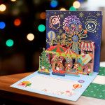 마음담아 고급 LED 크리스마스 입체 팝업 캐롤 뮤직 멜로디 카드 2종 : 마음담아CnC