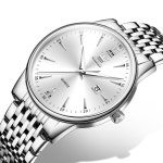 럭셔리 방수 남성용 아날로그 쿼츠 스테인리스 스틸 드레스 캐주얼 손목 라지 페이스 데이 데이트 렐로예스 파라 홈브르 Black-G5009 : ZONEX