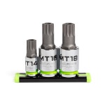 3-PC RPT 3/8 및 1/2인치 드라이브 표준 변조 방지 트리플 스퀘어 비트 소켓 세트 사이즈 포함 - MT14-MT18 프리미엄 알루미늄 레일 : 비바코끼... 