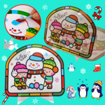 PVC 성탄절 눈사람 썬캐쳐 액자 만들기 스티커 꾸미기 DIY : 아티크레몰