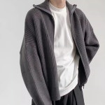 JST 양방향 짚업 니트 가디건 스웨터 블랙 다크그레이 : 제이에스티 파트너스