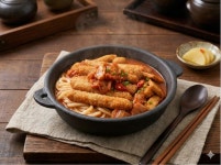김치카츠나베 하코야 680g 돈까스 매콤 국물 우동면 어묵 소스 밀키트 원팩 에어프라이어 : 덕자상회