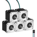 YEJMKJ 5팩 네마 17 스테퍼 모터 2상 1 8 0 47Nm 66 56온스 인치 고토크 바이폴라 38mm 2 1 7A 4와이어 샤프트 24mm 5mm 42 케이블 1M... 