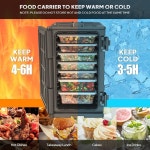 ROVSUN 82QT/109 QT 단열 푸드 팬 캐리어, 핫 박스 워머, 바퀴가 달린... 레스토랑 구내식당 패밀리 파티를 위한 스태킹 가능한... 