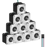 YEJMKJ 10팩 네마 17 스테퍼 모터 2상 1 8 0 47Nm 66 56온스 인치 고토크 바이폴라 38mm 7A 2 1 4-리드 샤프트 24mm 5mm 42 케이블 1M... 