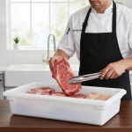 소로 에센셜 - 18인치 x 26인치 6인치 폴 로필렌 8.5갤런 식품 보관함 용기 화이트 컬러 상업용 쌓을 수 있는 보관 바 레스토랑 호텔 홈 케이터링... 