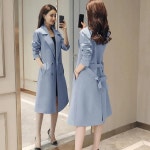 패딩조끼,가열조끼,발열조끼롱 트렌치  여성 레이스 업 버튼  풀 슬리브 턴 다운 칼라 스플 라이스 자켓 솔리드 포켓 Office Lady Street... 