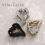 VINGTAINE H7654-BK- [반텐] 밴스 클립 하트형 헤어 클립 비쥬 쿠리 뽑아 골동품 톤 라인 스톤 헤어 : YKB