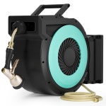 PRO 스틸 코일과 헤비 듀티 9 스페리 패턴 금속 노즐이 장착된 개폐식 정원 호스 릴 1/2인치 x 100피트, 자외선 차단 쉘, 넓고 두꺼운 벽 마운트... 