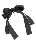 밴틴 VINGTAINE 스트라이프 무늬 롱 리본 포니 훅 헤어 커프 헤어 훅 헤어 액세서리 블랙 H7468-BK- : YKB