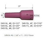 eAj 리버웰드 TIG 알루미나 노즐 세라믹 컵 길이 대구경 54N14L 8L 1/2 , 54N15L 7L 7/16 , 54N16L 6L 3/8 , 54N17L 5L 5L 5/16 : 바나영