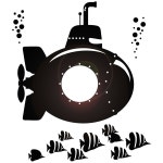 비닐 월 데칼 잠수함 방 마린 오션 수중 세계 스티커 벽화 대형 장식 (g5676) 블랙 S 11 in X 12.7 in : 코어상품마켓