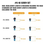 마운트 및 플레이트용 오헌트 나사 세트 30개 세트에는 각 T15 Torx 두 가지 헤드 유형에 6mm/8mm/10mm 길이 5의 #6-48 나사가 포함되어... 