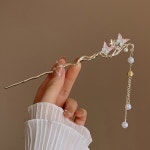 부드러운 꽃 Tassel 헤어 스틱 빈티지 스타일 라인 석 나비 프린지 헤어핀 여자 Hanfu 액세서리 Style 3 : 요거조와