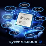 AMD 라이젠 5 5600X 신제품 6코어 12스레드 7NM DDR4 L3=32M 3.7GHz 게이밍 프로세서 소켓 (팬 없음) : 금강글로벌온