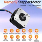 YEJMKJ 네마 17 스테퍼 모터 2상 1.8 5mm 4.2 0.16Nm(22.66온스 인치) 프린터 4와이어 CNC 23mm 케이블 고토크 42 샤프트 24mm 0.8A 1M... 