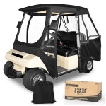 클럽카 DS 2+2 승객용 10L 골프 카트 구동 인클로저, (짧은 지붕 56-59인치, 벤치 포함) 방풍 방수 헤비 듀티 600D 레인 커버, 4면 투명 창 및... 