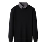 겨울 중년 남성 이중 카라 기모 니트 : 황금나라2