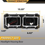 CNNEL 헤드라이트 하우징 베이스 블랙 2pcs Freightliner FLD 112 120 트럭 1989-2003 베젤 어셈블리 세미 액세서리 A0615605002, A0615... 