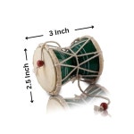 3인치 소형 수제 전통 정통 원목 및 가죽 클래식 인도 민속 덤루 다마루 핸드 드럼 타악기 세트, 장식용 수집품 세계 악기 Brown : 라이프설렘