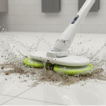 에어굿즈 트윈회전 전동 물걸레청소기 무선 강력세척 스틱형 화이트, 기본set+트윈브러쉬 : 에어 굿즈