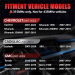 사전 프로그래밍된 315Mhz TPMS, 타이어 공기압 센서 장착 대상 - 쉐보레 실버라도 07-19 / 이쿼녹스 07-22 GMC 지형 10-20 아카디아 07-16... 