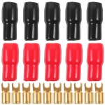 TOPPERFUN 10Pc 스페이드 단자 커넥터 스피커 와이어 케이블 플러그 A0329 용 커넥터 4GA 게이지 스트립 포크 어댑터 : 온스 브릿지