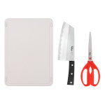 도루코 마스터 중화식도 176mm + 주방 가위 120s + 에코 사탕수수 주방 도마 M 칼가위도마세트 : 키니비니