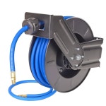 3/8인치 x 되감기 길이의 릴, 헤비 릴 등급 50피트 호스 블랙 에어 듀티 산업용 고무 자동 접이식 호스, 공압, 스틸 3/8 Inch x 50 Ft : 굿아우라