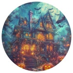 고스트 캐슬 호박 배트 달 원형 지역 러그 매트 논 슬립 코랄 벨벳 카펫 욕실 주방 홈  111 (Round) : 도깨비글로벌