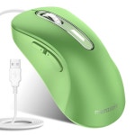 마우스, USB 컴퓨터 마우스 1400 DPI 모바일 광학 인체 공학적 디자인 노트북, PC, 데스크톱, 맥북용, 5 버튼 (그린) Black : 가온별밤