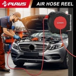 PURUS 접이식 에어 호스 릴, 3/8인치 x 32피트, 180 회전 벽/천장 마운트, 자동 되감기, 호스 맥스 10 바 압력 공기 압축기 호스 릴 퀵 커플러... 