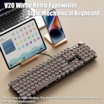 TISHLED Typewriter Style Mechanical Gaming Keyboard White LED Backlit 104-Key NKRO Switches Retro Ro : 가온별밤