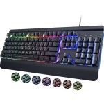 RisoPhy PC419 RGB Gaming Keyboard, 7 Single Color Backlits, 104 Keys Metal Panel, Silent Keys, Wrist : 가온별밤