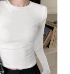 WOMAN 슬림 크루넥 롱 슬리브 티 4COL WBE1L01502 : petitdu01