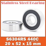 S6304RS 베어링 20X52X15mm (2 PCS ) ABEC3 440C 스테인레스 : 월드정보52