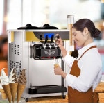 상업용 메이커, 22-30L/H 수율, 2200W 조리대 소프트 서브 머신, 2x6L 호퍼 2L 실린더 LCD 패널 퍼프 부족 알람, 레스토랑 스낵바용 냉동... 