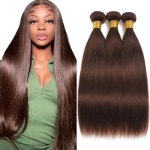 초콜릿 브라운 번들 컬러 4 스트레이트 휴먼 헤어 위브 다크 3 16 18 20 인치 : 셀링피아