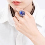 CKHAO 여성 반지 - 32mm 빅 사이즈 앤티크 골드 도금 터키 스타일 블루 보석 빈티지 주얼리 J0769BLUE : YG 스토어
